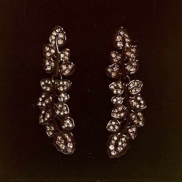 Met Museum MMA Rhinestone Leaf Jewelry Set ❣️ Necklace & Earrings ❣️ Signed - Picture 3 of 7